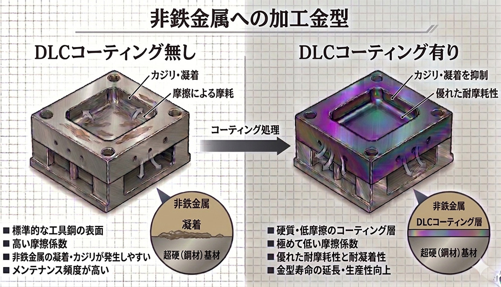 非鉄金属への加工金型